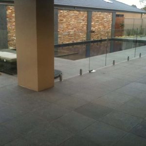 exfoliated midnight black granite pavers