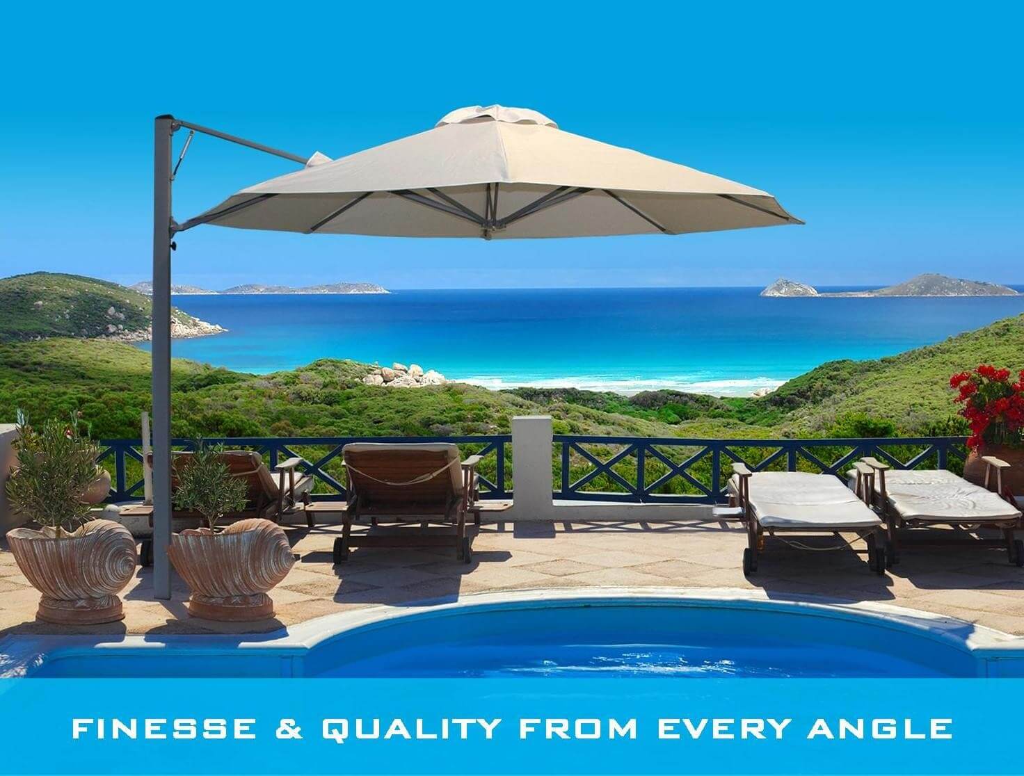 pool side rotating cantilever umbrellas