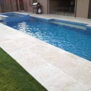 Poolside classic travertine coping