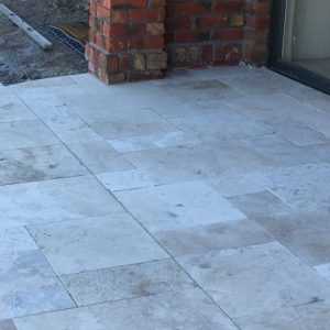 outdoor silver travertine pavers