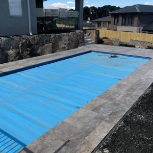 Travertine stone pool coping