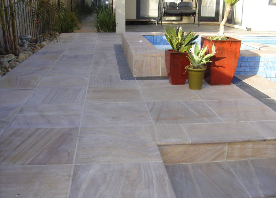 Rainbow Honed Sandstone Pool Coping Melbourne